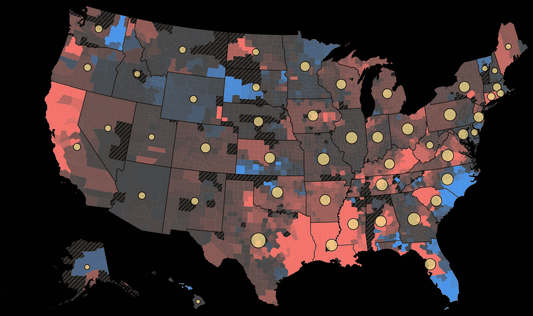 Animated map of the United States showing electricity prices and power outage trends by county
